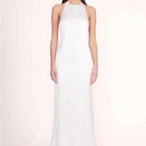 STAUD Janet White Satin Dress